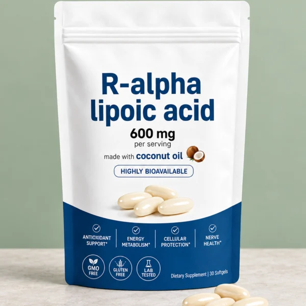 R-Alpha Lipoic Acid 600 mg softgels pouch